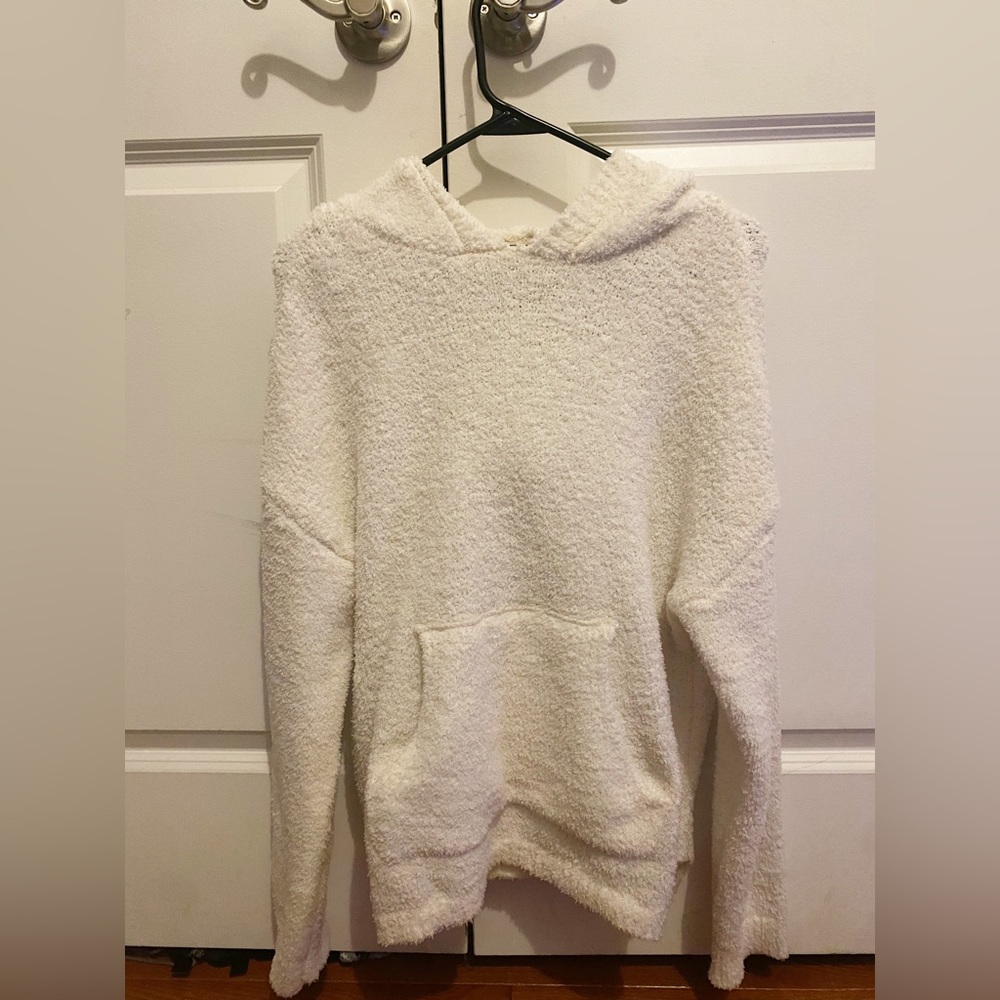 No Comment NY-LA White Fuzzy Sweater